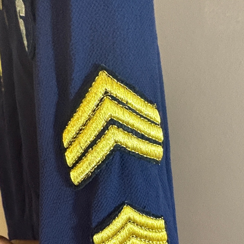Monteau Blue Bomber Jacket with Patches - Picture 2 of 5